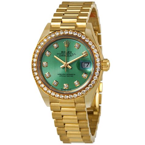 ladies rolex with green face|ladies rolex datejust green face.